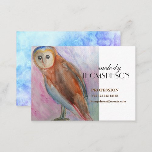 Owl Watercolor Custom Creative  Business Card