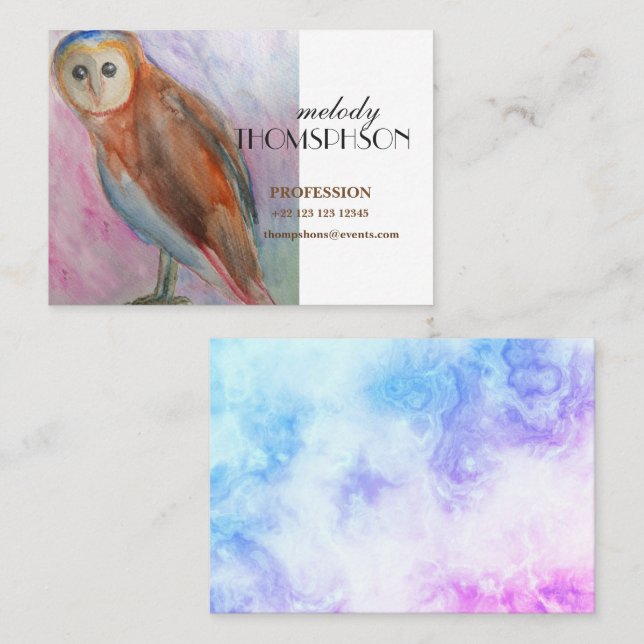 Owl Watercolor Custom Creative  Business Card (Front/Back)
