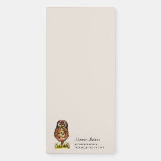 Owl watercolor painting magnetic notepad