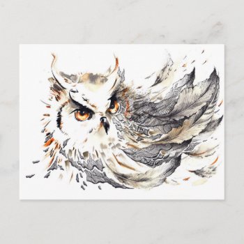 Owl Watercolor Postcard by mitmoo3 at Zazzle