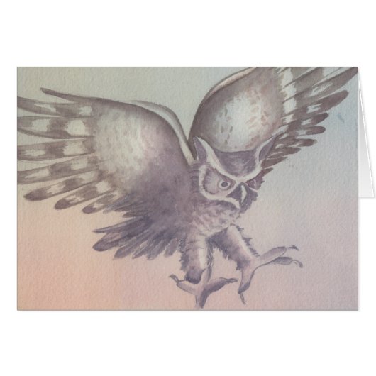 "Owl" Watercolor Sketch Greeting Card (Front Horizontal)
