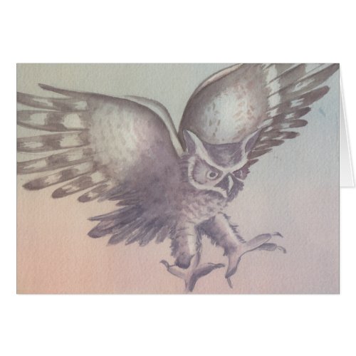Owl Watercolor Sketch Greeting Card