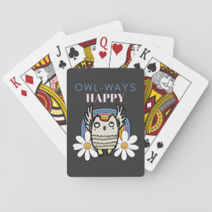 Owl-ways Happy Retro Rainbow Adorable Owl Playing Cards