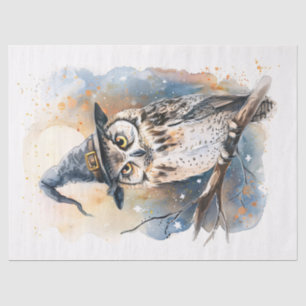 Owl Wearing a Witch Hat Halloween Decoupage Tissue Paper