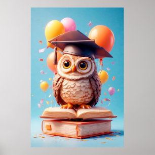 Owl Wearing Graduation Hat 🎓🦉📚✨ Poster