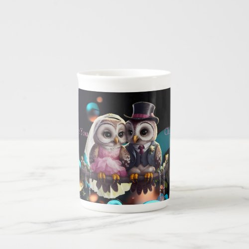 Owl Wedding Personalized  Bone China Mug