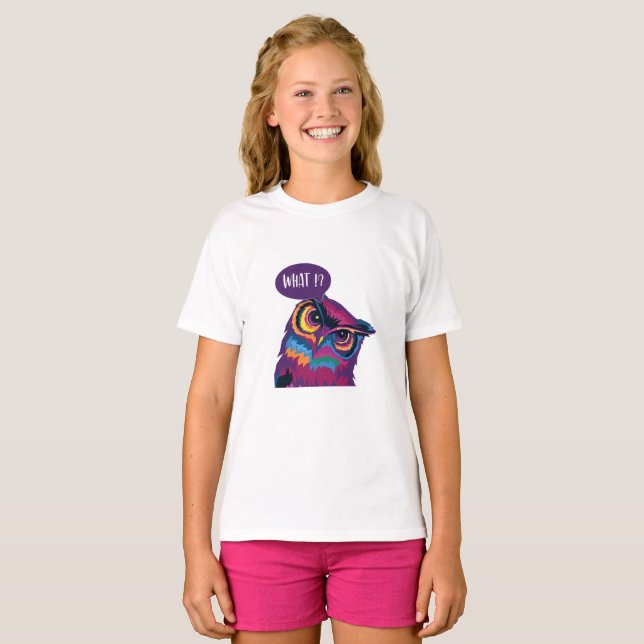 Owl What?, colorful owl T-Shirt (Front Full)