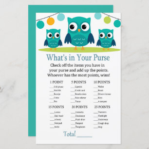 Owl What's in your purse game baby shower