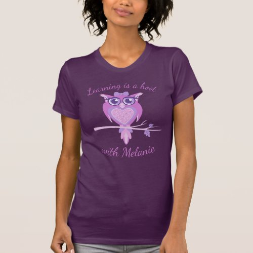 Owl whimsy cute stylized graphic teachers t_shirt