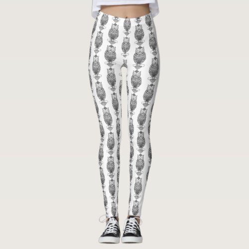 Owl (white) - Leggings