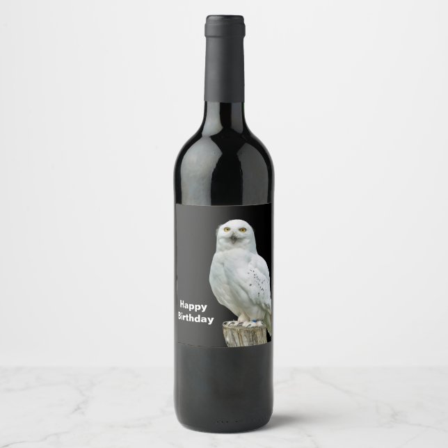 Owl White Log Photo Wine Label (Front)