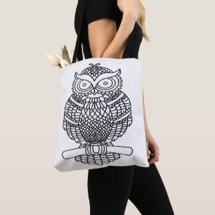 Owl (white) - Tote Bag