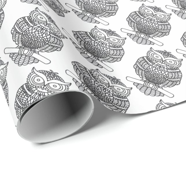 Owl (white) - Wrapping Paper (Roll Corner)