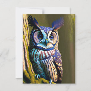 Owl, wild animal, bird, park, postcard