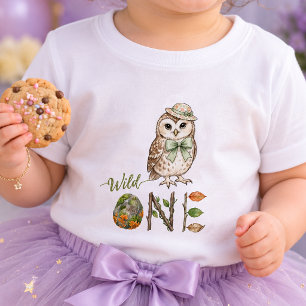 Owl Wild One Watercolor First Birthday Baby Shirt 