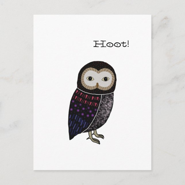 Owl Wildlife illustration Cute Screech Owl Hoot Postcard (Front)