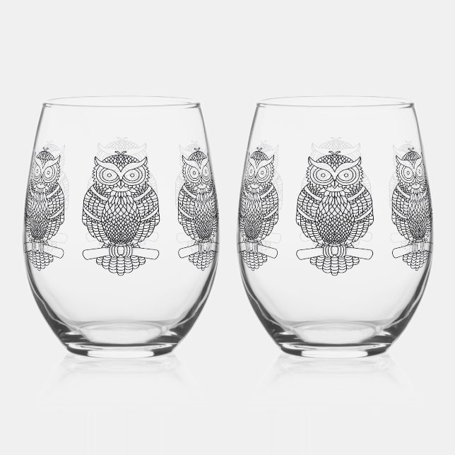 Owl - Wine Glass (Front)