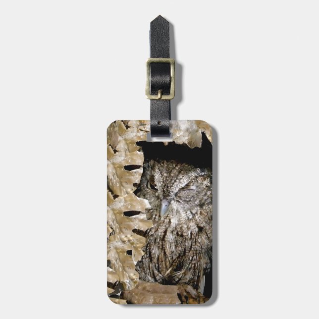 Owl Wink Luggage Tag (Front Vertical)