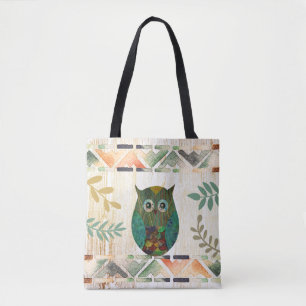 Owl Wisdom Tribal Motif Tote Bag