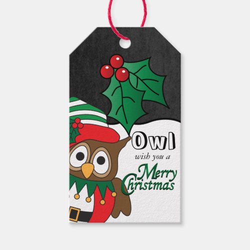 Owl Wish you a Merry Christmas Gift Tags