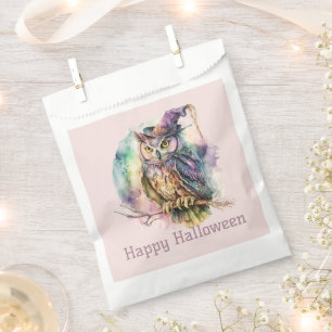 Owl Witch's Hat Pastel Happy Halloween Favor Bag