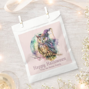 Owl Witch's Hat Pastel Happy Halloween Favor Bag