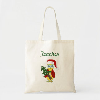 Owl with a Christmas Tree - Teacher Tote Bag