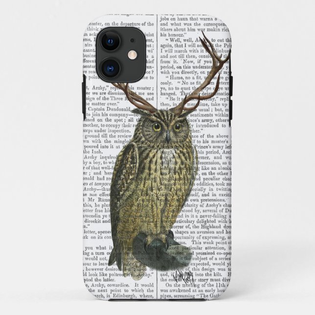 Owl with Antlers plain 2 Case-Mate iPhone Case (Back)