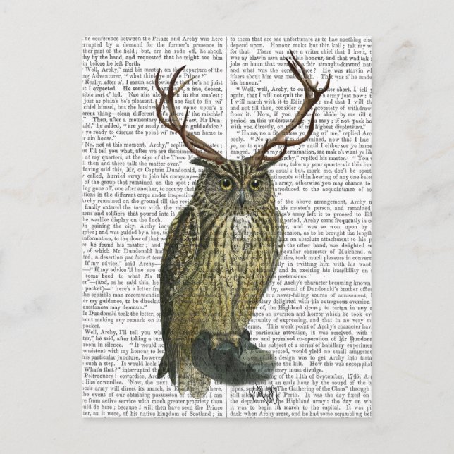 Owl with Antlers plain 2 Postcard (Front)