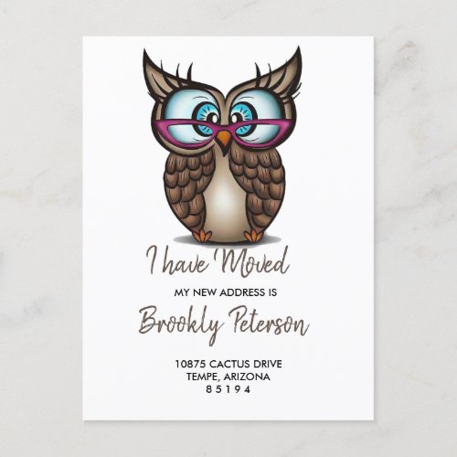 Owl with big eyes Moving Announcement  Postcard