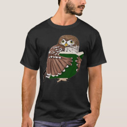 Owl with Book Bird Birdlover Birdwatcher Animal Bi T-Shirt