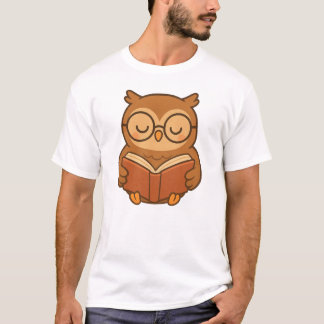 Owl with Book – Cute Kawaii Reading Art T-Shirt