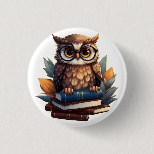 Owl with books button
