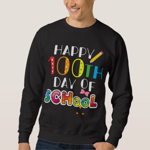 Owl with Bow Happy 100th Day of School Teacher  S Sweatshirt