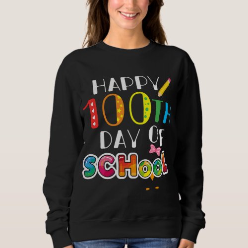 Owl with Bow Happy 100th Day of School Teacher  S Sweatshirt