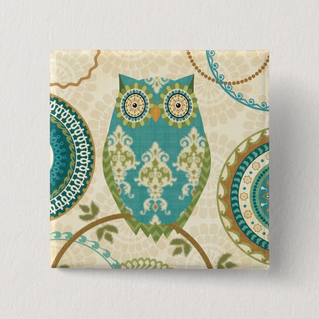 Owl with Circular Patterns Button (Front)