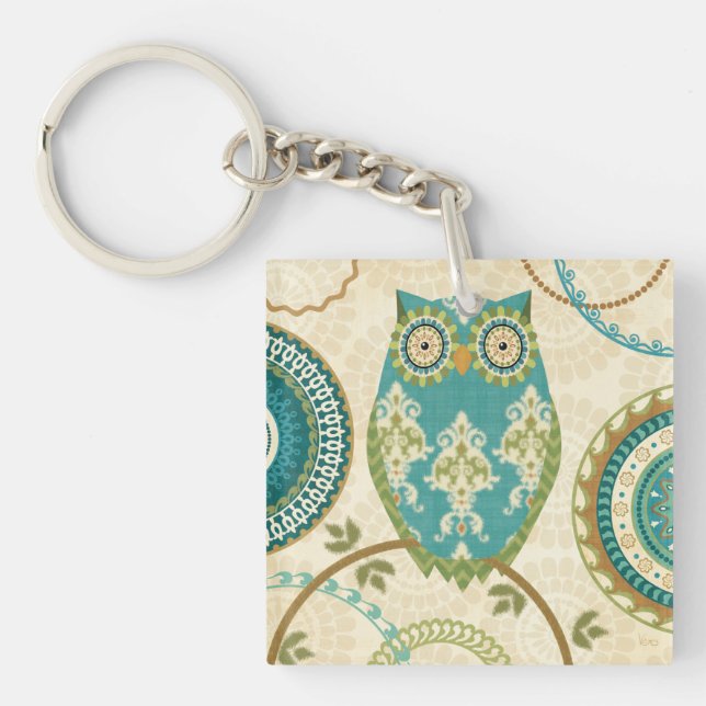 Owl with Circular Patterns Keychain (Front)