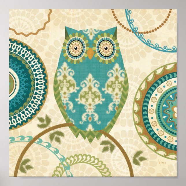 Owl with Circular Patterns Poster (Front)