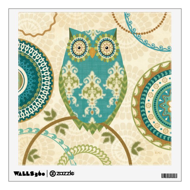 Owl with Circular Patterns Wall Decal (Front)