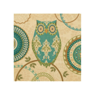 Owl with Circular Patterns Wood Wall Art