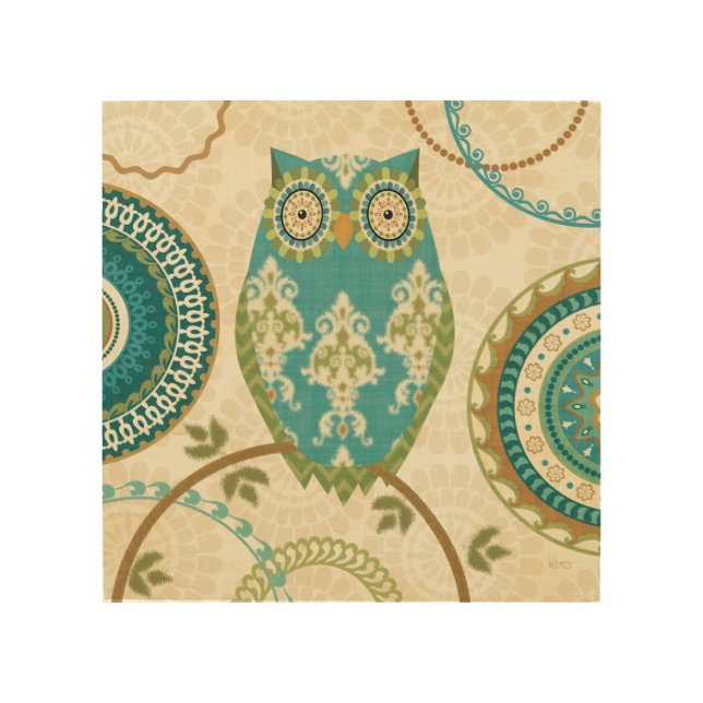 Owl with Circular Patterns Wood Wall Art (Front)