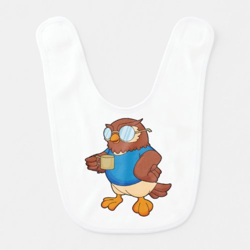 Owl with Coffee mug Baby Bib