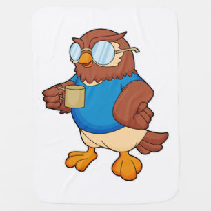 Owl with Coffee mug Baby Blanket