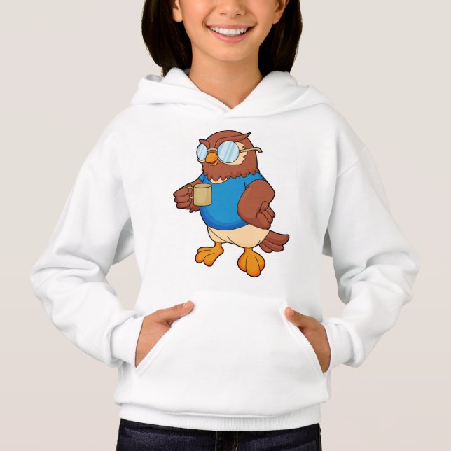 Owl with Coffee mug Hoodie (Front)