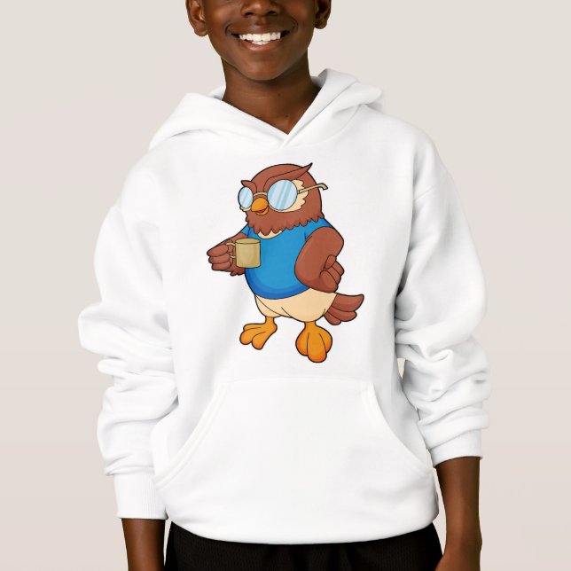 Owl with Coffee mug Hoodie (Front)