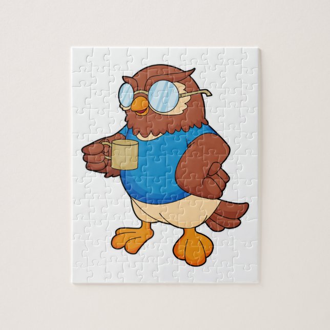Owl with Coffee mug Jigsaw Puzzle (Vertical)