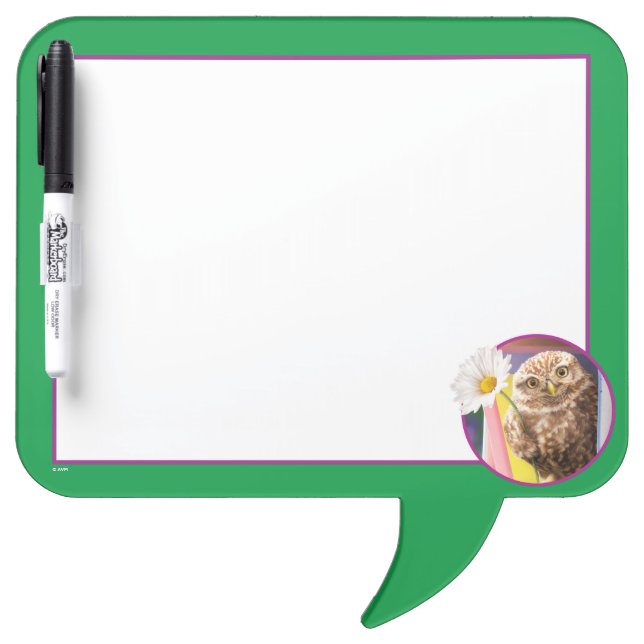 Owl With Flower In Mailbox Dry Erase Board (Front)