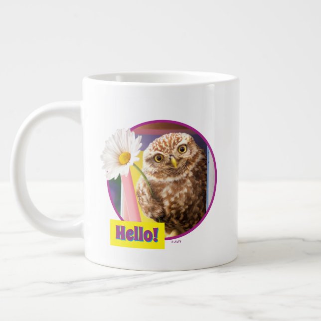 Owl With Flower In Mailbox Giant Coffee Mug (Left)