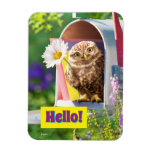 Owl With Flower In Mailbox Magnet at Zazzle