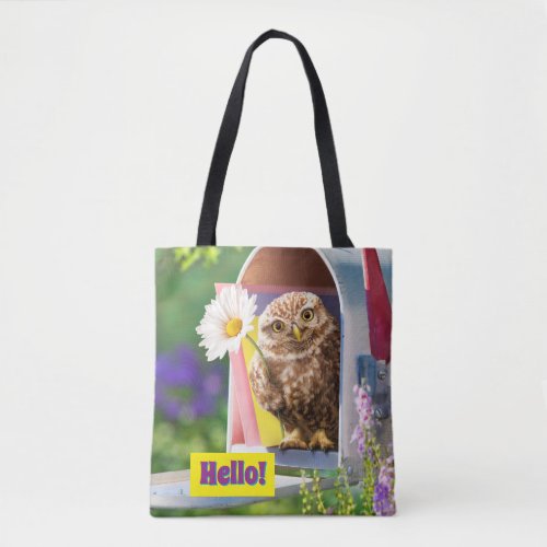 Owl With Flower In Mailbox Tote Bag